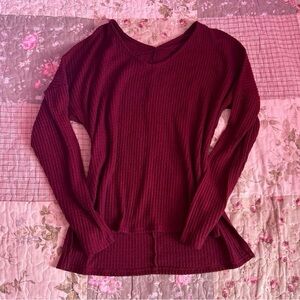 Burgundy Ribbed Sweater Blouse